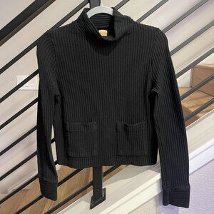 ZARA Black Ribbed Mock Neck Longsleeve Long Croptop